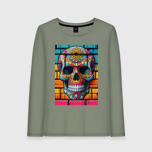 Женский лонгслив Череп - граффити от нейросети / Авокадо – фото 1