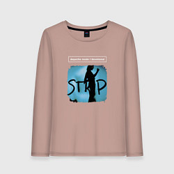 Лонгслив хлопковый женский Depeche Mode - Devotional stripped, цвет: пыльно-розовый