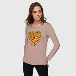 Лонгслив хлопковый женский Pizza heart, цвет: пыльно-розовый — фото 2