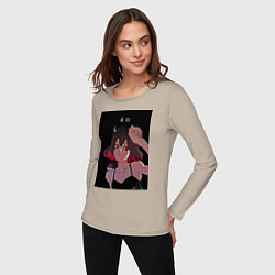 Лонгслив хлопковый женский Чёрный клевер неро, цвет: миндальный — фото 2