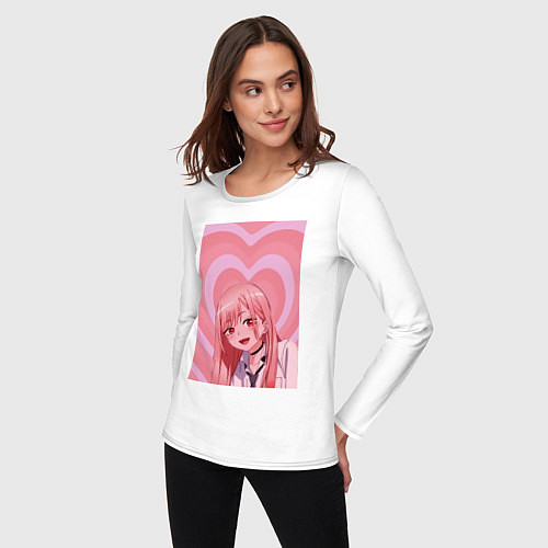 Женский лонгслив Марин Китагава: Сердца / Белый – фото 3