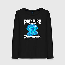 Лонгслив хлопковый женский Pressure makes diamonds, цвет: черный