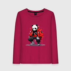 Женский лонгслив Модная панда в красной куртке