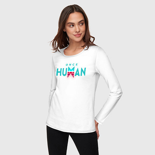 Женский лонгслив Once human logo / Белый – фото 3