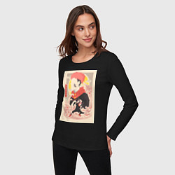 Лонгслив хлопковый женский Магическая битва Сукуна Рёмэн арт, цвет: черный — фото 2