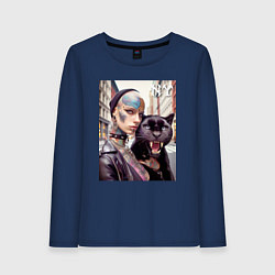 Женский лонгслив Punk girl under the protection of a panther - New
