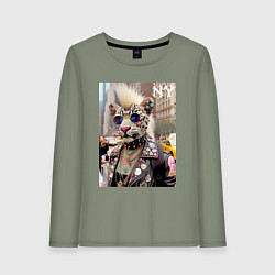 Женский лонгслив Леопард альбинос панк музыкант из Нью-Йорка - нейр