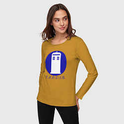 Лонгслив хлопковый женский Blue tardis, цвет: горчичный — фото 2