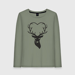 Лонгслив хлопковый женский Love deer, цвет: авокадо