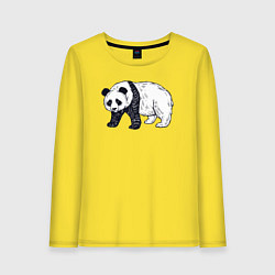 Лонгслив хлопковый женский Панда медведь, цвет: желтый