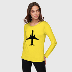 Лонгслив хлопковый женский Черный облик самолета SJ-100, цвет: желтый — фото 2