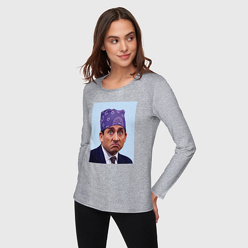 Женский лонгслив Michael Scott - Prison mike the office meme / Меланж – фото 3