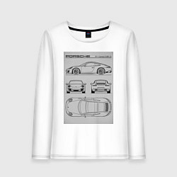 Лонгслив хлопковый женский Porsche 911 гоночный автомобиль, цвет: белый