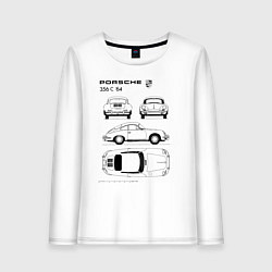 Лонгслив хлопковый женский Машина Porsche, цвет: белый