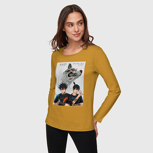 Женский лонгслив Магическая битва Мэгуми Фусигуро Аки Хаякава / Горчичный – фото 3