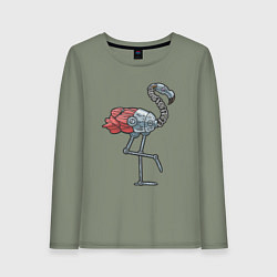 Женский лонгслив Робот фламинго