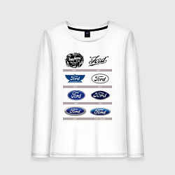 Лонгслив хлопковый женский Ford логотип, цвет: белый