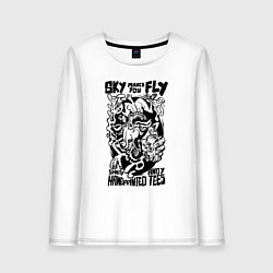 Лонгслив хлопковый женский Небо зовёт летать, цвет: белый