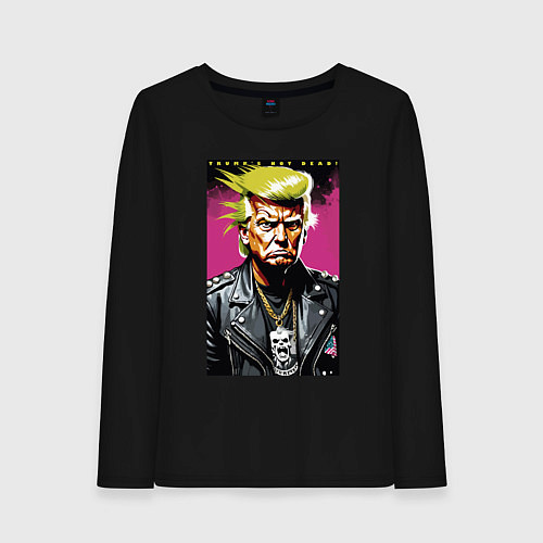 Женский лонгслив Trumps not dead - motto / Черный – фото 1