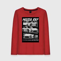 Лонгслив хлопковый женский Mazda rx-7 JDM авто, цвет: красный