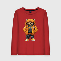 Женский лонгслив Медведь в тёплой куртке