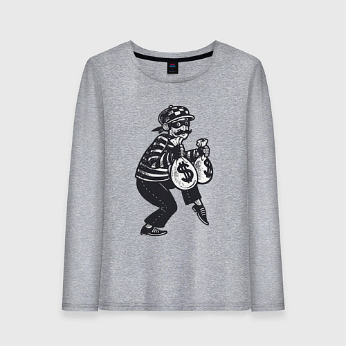 Женский лонгслив Вор с мешками денег / Меланж – фото 1