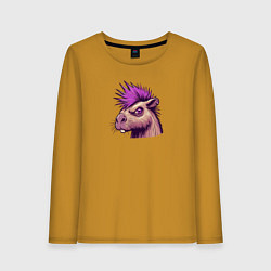 Женский лонгслив Панк капибара с ирокезом