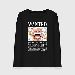 Лонгслив хлопковый женский Monkey D Luffy - wanted, цвет: черный