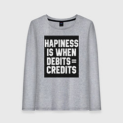 Лонгслив хлопковый женский Счастье когда дебет сходиться с кредитом, цвет: меланж