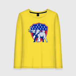 Лонгслив хлопковый женский Слон США, цвет: желтый