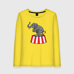 Лонгслив хлопковый женский Poop elephant, цвет: желтый