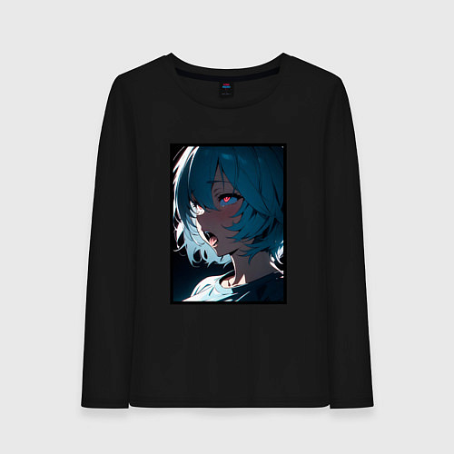Женский лонгслив Рей из Евангелион ахегао / Черный – фото 1