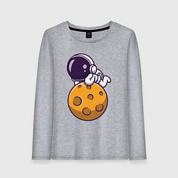 Лонгслив хлопковый женский Отдых на Луне, цвет: меланж