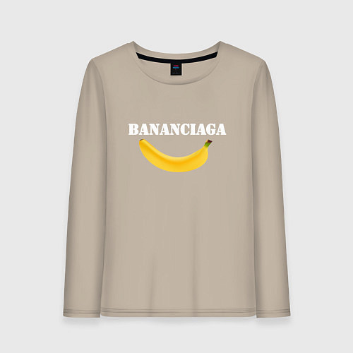 Женский лонгслив Банан и надпись банансиага / Миндальный – фото 1