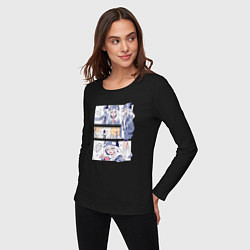 Лонгслив хлопковый женский Ноно-тан Медуза не умеет плавать в ночи, цвет: черный — фото 2