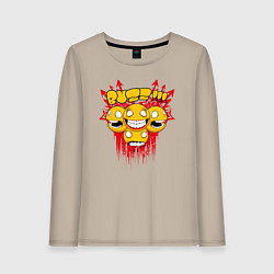 Лонгслив хлопковый женский Смайлики монстры, цвет: миндальный