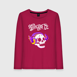 Женский лонгслив Aerosmith - неоновый череп