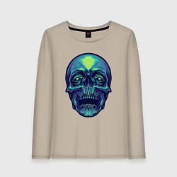 Лонгслив хлопковый женский Skull mood, цвет: миндальный