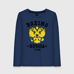 Лонгслив хлопковый женский Boxing Russia Team, цвет: тёмно-синий