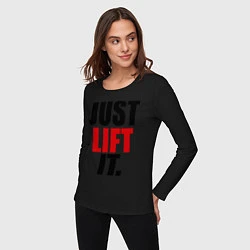 Лонгслив хлопковый женский Just lift it, цвет: черный — фото 2