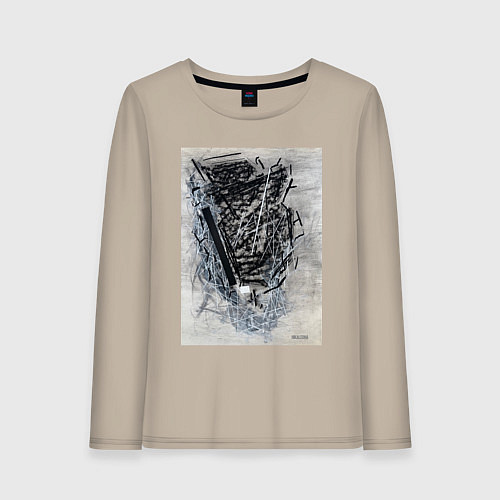 Женский лонгслив Абстрактная графика Blue / Миндальный – фото 1