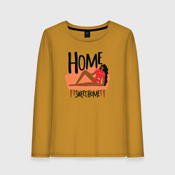 Лонгслив хлопковый женский Девушка дома, цвет: горчичный