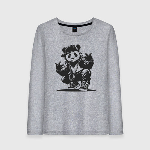 Женский лонгслив Панда хип-хоп / Меланж – фото 1