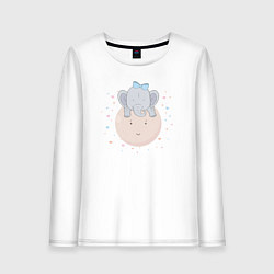 Лонгслив хлопковый женский Elephant on the moon, цвет: белый