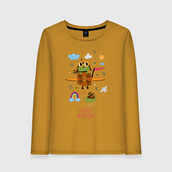 Лонгслив хлопковый женский Лягушонок пилот, цвет: горчичный