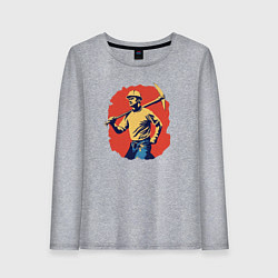 Лонгслив хлопковый женский Шахтер с киркой, цвет: меланж