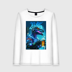 Женский лонгслив Cyber beersaur with a mug of beer