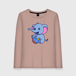 Женский лонгслив Слон играет в мяч