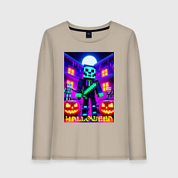 Женский лонгслив Halloween and Minecraft - neon collaboration