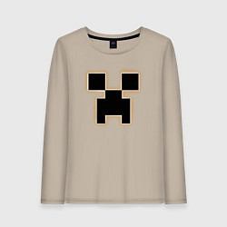 Лонгслив хлопковый женский Логотип игры Майнкрафт, цвет: миндальный